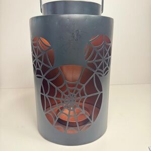 NWT. Disney Mickey Mouse Icon Halloween metal Lantern spider web design